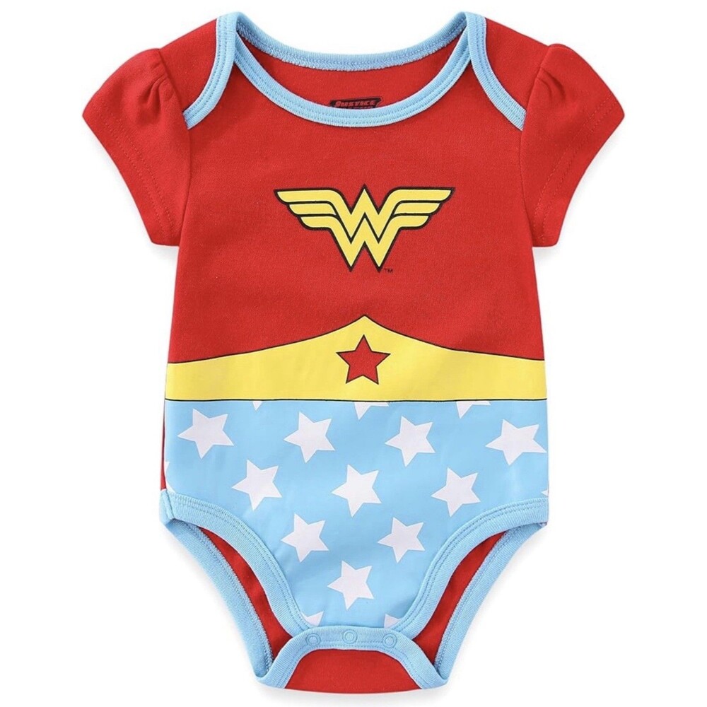 Baby girl short sleeve bodysuit super woman baby costume soft cute top 24 months